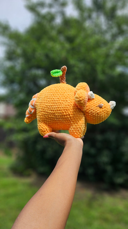 Tangerine Triceratops Plushie