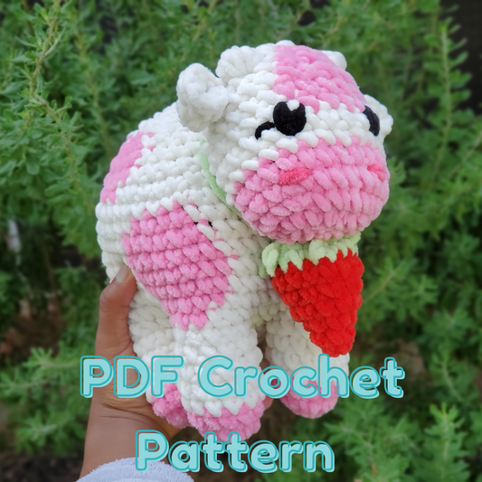 PATTERN ONLY: Crochet Strawberry Cow Plushie